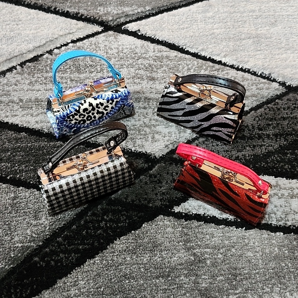 VINTAGE MINI ANIMAL PRINT GLITTER COIN DECOR PURSE BUNDLE